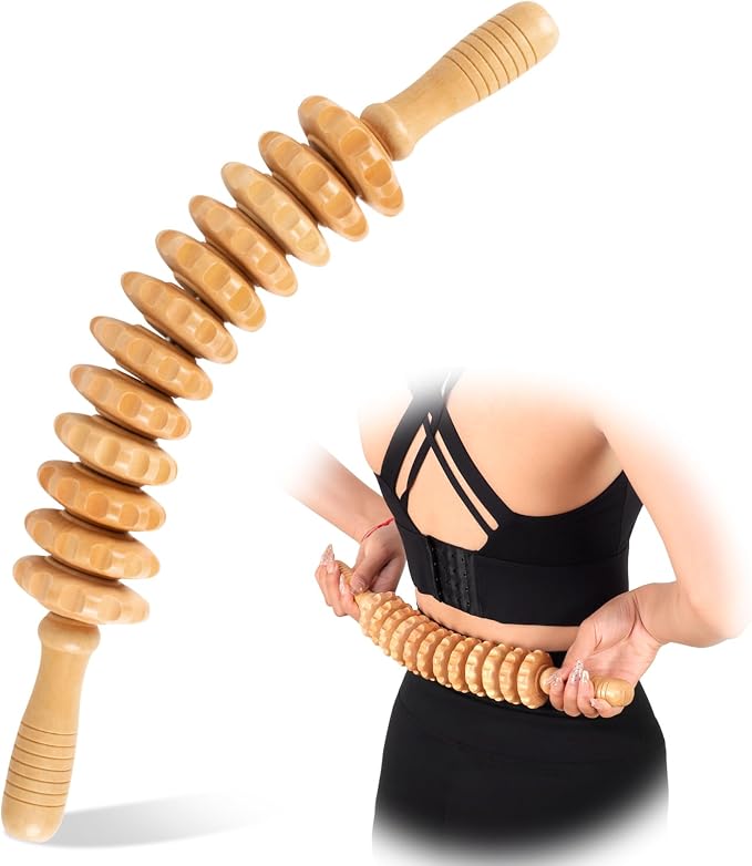 Wood Therapy Massage Tools 12 Roller, Wooden Massager Stick 16