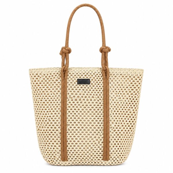 Knot Handle Woven Tote Bag حقيبة توت نسائية منسوجة بمقابض طويلة معقودة