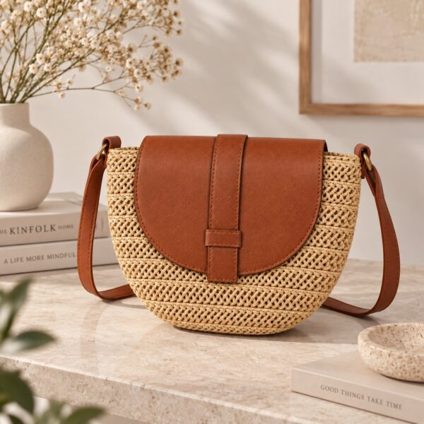 Raffia Crossbody Bag